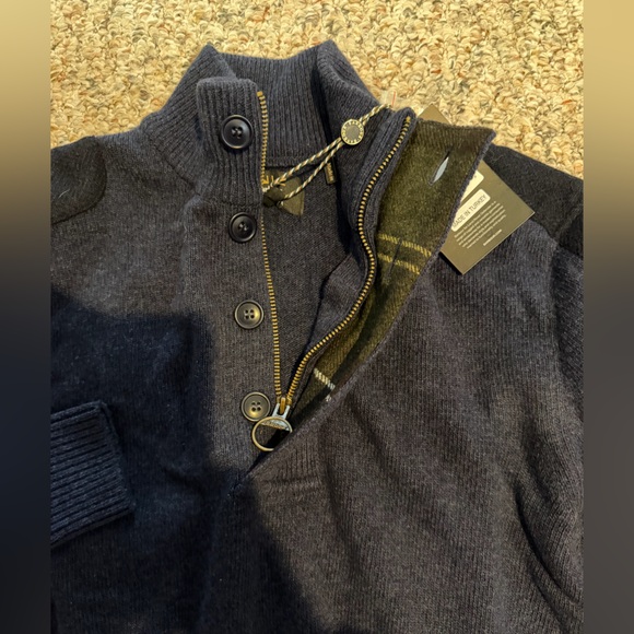 NWT Barbour Men's Mayburgh Knit Quarter Zip/Button Sweater - Picture 3 of 4